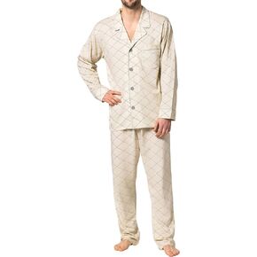 Hanes Men's Pajamas Cotton X-Temp Long Sleeve Shirt & Pants Knit Pjs Lounge Set in Saudi Arabia