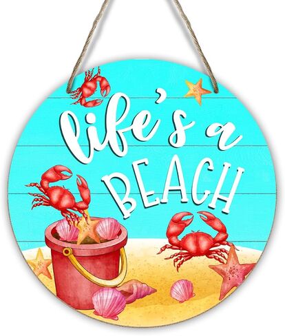 Tiki Bar Decor Wooden Ornament Summer Decor for Front Door Sign Decor Keepsake, Hawaii Tropical Beach House Decoration, Wooden Hanging Sign Kitchens Living Room Decor for Home Office -DH322 in Saudi Arabia