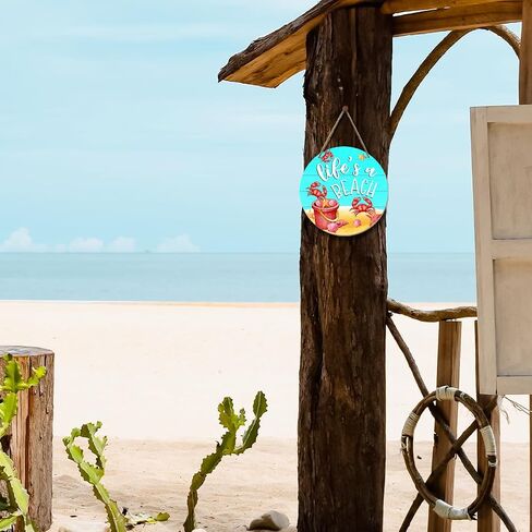 Tiki Bar Decor Wooden Ornament Summer Decor for Front Door Sign Decor Keepsake, Hawaii Tropical Beach House Decoration, Wooden Hanging Sign Kitchens Living Room Decor for Home Office -DH322 in Saudi Arabia
