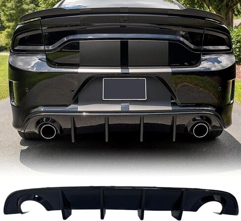 Rear Diffuser Compatible with 2015-2023 Dodge Charger Scat SRT Daytona GT R/T Non-Widebody Models Valance Rear Bumper Lip Splitter Spoiler Glossy Black in Kuwait