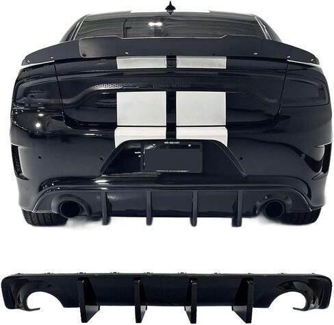 Rear Diffuser Compatible with 2015-2023 Dodge Charger Scat SRT Daytona GT R/T Non-Widebody Models Valance Rear Bumper Lip Splitter Spoiler Glossy Black in Kuwait
