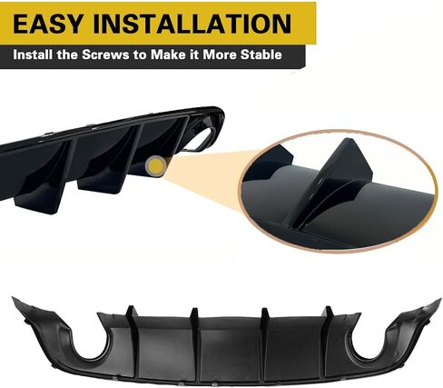 Rear Diffuser Compatible with 2015-2023 Dodge Charger Scat SRT Daytona GT R/T Non-Widebody Models Valance Rear Bumper Lip Splitter Spoiler Glossy Black in Kuwait