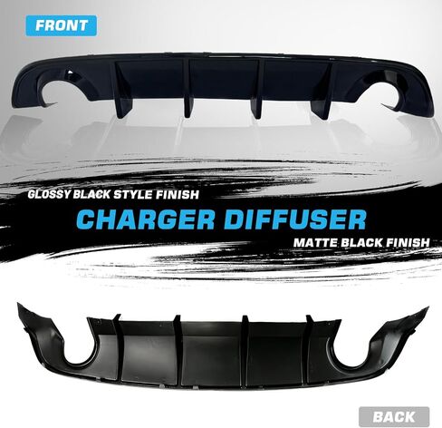 Rear Diffuser Compatible with 2015-2023 Dodge Charger Scat SRT Daytona GT R/T Non-Widebody Models Valance Rear Bumper Lip Splitter Spoiler Glossy Black in Kuwait