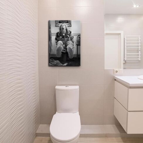 ZNHART Funny Bathroom Wall Decor Black and White Canvas Print, Classic Movie Posters Wall Art for Office Lounge Area Restroom 12x16 Inch in Saudi Arabia