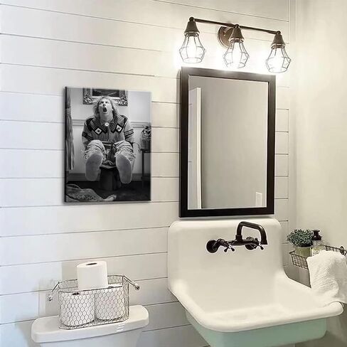 ZNHART Funny Bathroom Wall Decor Black and White Canvas Print, Classic Movie Posters Wall Art for Office Lounge Area Restroom 12x16 Inch in Saudi Arabia