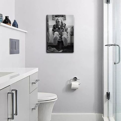 ZNHART Funny Bathroom Wall Decor Black and White Canvas Print, Classic Movie Posters Wall Art for Office Lounge Area Restroom 12x16 Inch in Saudi Arabia