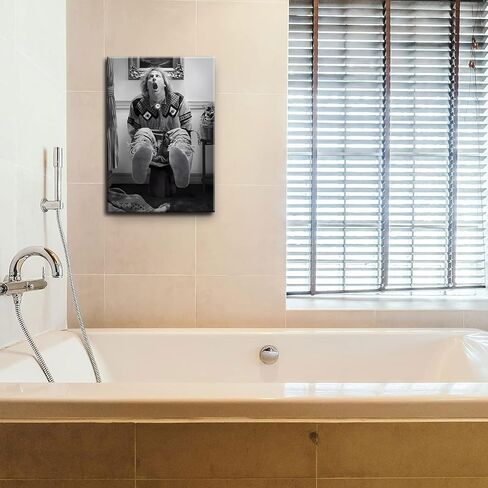 ZNHART Funny Bathroom Wall Decor Black and White Canvas Print, Classic Movie Posters Wall Art for Office Lounge Area Restroom 12x16 Inch in Saudi Arabia