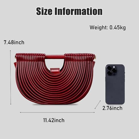 Clutch Purses for Women Evening/Wedding Chic Half Round Woven Bag Formal PU Leather Purse Designer Handbags for Party Prom in Kuwait