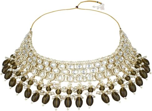 I Jewels Gold Plated Indian Wedding Bollywood Kundan Pearl Choker Necklace Jewellery With Dangle Earrings Set For Women/Girls (K7262) in Saudi Arabia