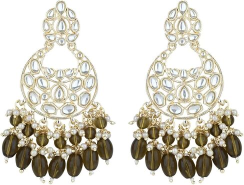 I Jewels Gold Plated Indian Wedding Bollywood Kundan Pearl Choker Necklace Jewellery With Dangle Earrings Set For Women/Girls (K7262) in Saudi Arabia