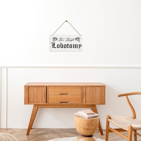 علامة Live Laugh Lobotomy، ديكور منزل المزرعة، ديكور لوحة خشبية مطبوعة معلقة، ديكور حائط سعيد، علامة باب ريفي، ديكور معلق للمكتب المنزلي، ديكورات الهالوين العتيقة للأماكن الداخلية والخارجية in Kuwait