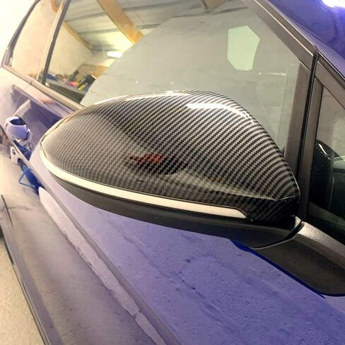2 أجهزة كمبيوتر لـ VW Golf 7 MK7 7.5 GTD GTI Touran L E-Golf Side Wing Cover Cover Cover Cover Bright Black Rearview Mirror Cover 12-20 (Blude Black) in Kuwait