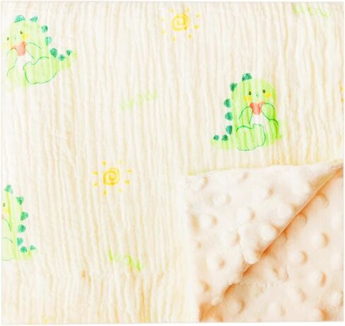 Muslin Baby Blanket Soft Double Layer 100% Muslim Cotton Plush Fluffy Dotted Fleece Back Swaddle Blankets Neutral Receiving Bassinet Bed Nursery Quilt for Babies Toddler Girls Boys 30 x 40 Inches in Kuwait