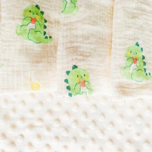 Muslin Baby Blanket Soft Double Layer 100% Muslim Cotton Plush Fluffy Dotted Fleece Back Swaddle Blankets Neutral Receiving Bassinet Bed Nursery Quilt for Babies Toddler Girls Boys 30 x 40 Inches in Kuwait