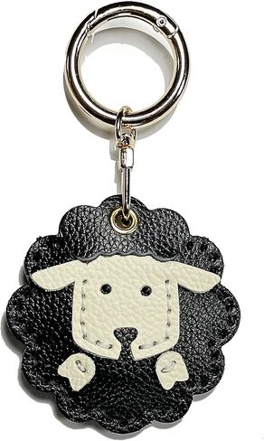 Handcrafted Genuine Leather Keychain, Compatible with Apple Air Tag Holder, Cute Hidden Air Tag Key Chain Bag Charms Purse Accessories (Bicolor Sheep) in Saudi Arabia