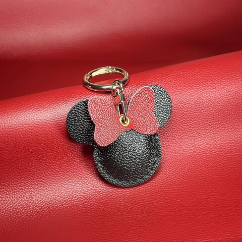 Handcrafted Genuine Leather Keychain, Compatible with Apple Air Tag Holder, Cute Hidden Air Tag Key Chain Bag Charms Purse Accessories (Bicolor Sheep) in Kuwait