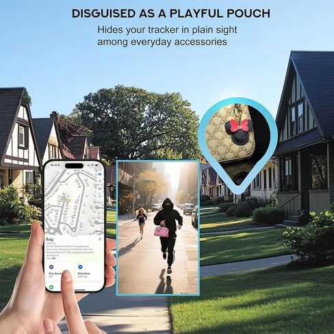 Handcrafted Genuine Leather Keychain, Compatible with Apple Air Tag Holder, Cute Hidden Air Tag Key Chain Bag Charms Purse Accessories (Bicolor Sheep) in Kuwait