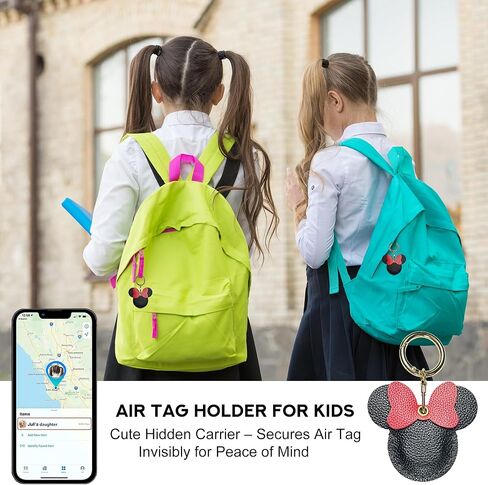 Handcrafted Genuine Leather Keychain, Compatible with Apple Air Tag Holder, Cute Hidden Air Tag Key Chain Bag Charms Purse Accessories (Bicolor Sheep) in Kuwait