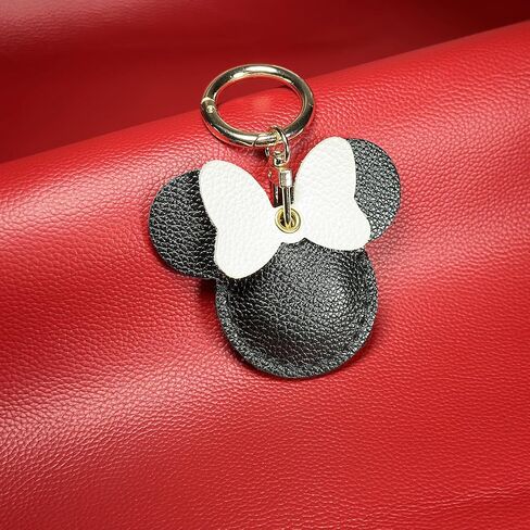 Handcrafted Genuine Leather Keychain, Compatible with Apple Air Tag Holder, Cute Hidden Air Tag Key Chain Bag Charms Purse Accessories (Bicolor Sheep) in Saudi Arabia