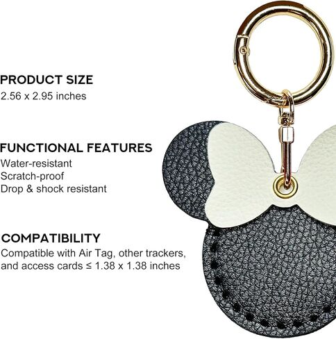 Handcrafted Genuine Leather Keychain, Compatible with Apple Air Tag Holder, Cute Hidden Air Tag Key Chain Bag Charms Purse Accessories (Bicolor Sheep) in Saudi Arabia