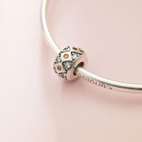 KEQ 925 Silver Spacer Stopper Bead Charms Compatible with Pandora Bracelets Birthstone CZ Always Stopper Mother's Day Jewelry Gifts for Women in Kuwait