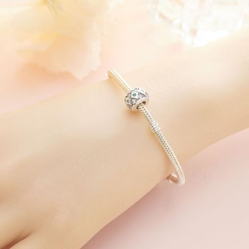 KEQ 925 Silver Spacer Stopper Bead Charms Compatible with Pandora Bracelets Birthstone CZ Always Stopper Mother's Day Jewelry Gifts for Women in Kuwait