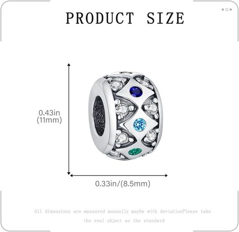 KEQ 925 Silver Spacer Stopper Bead Charms Compatible with Pandora Bracelets Birthstone CZ Always Stopper Mother's Day Jewelry Gifts for Women in Kuwait