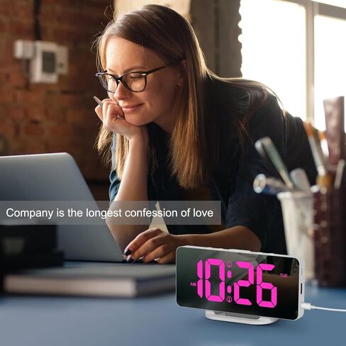 المنبه الرقمي ، ساعة رقمية LED كبيرة لغرف النوم مع 10 ألوان متغيرة ضوء الليل ، سطوع قابل للتعديل ، ميناء شحن USB ، بجانب السرير وساعة المكتب لديكور مكتب غرفة المعيشة (أسود) in Kuwait