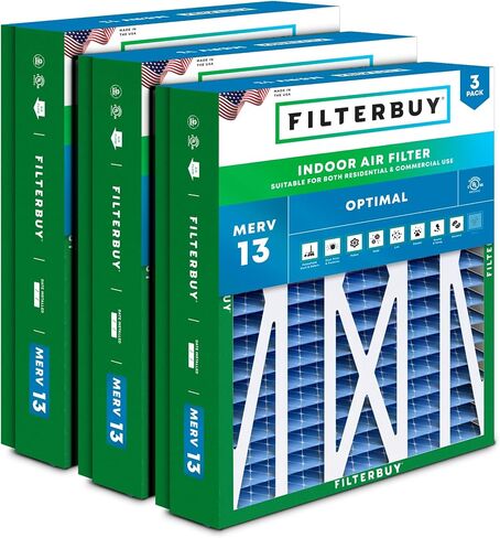 فلتر هواء Filterbuy 20x25x6 MERV 13 Optimal Defense (3 عبوات)، مرشحات هواء فرن HVAC AC مطوية لـ Aprilaire Space-Gard 201/2200 / 2250 & Lennox (الحجم الفعلي: 19.75 × 24.25 × 6.00 بوصة) in Saudi Arabia