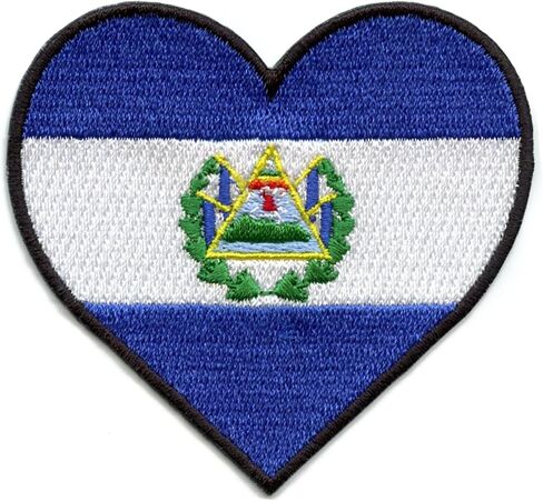 El Salvador Flag Patch Hispanic Country Heart Embroidered Iron On in Kuwait