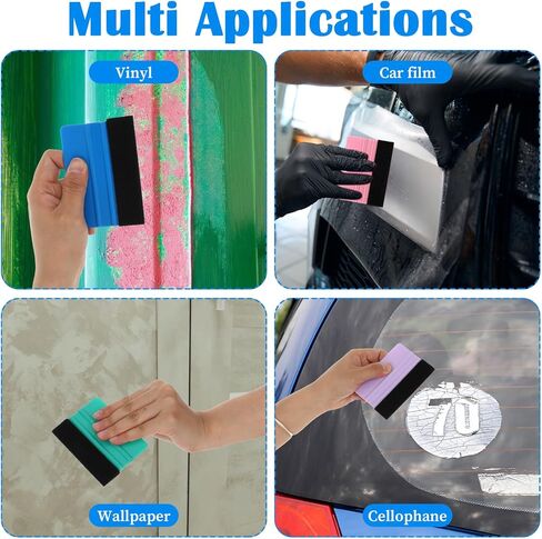 4 Pcs Squeegee for Vinyl, Felt Vinyl Squeegee Tool Wrap Tools Scraper Tool Kit for Craft Car Wrap Window Decal DIY Crafting in Saudi Arabia