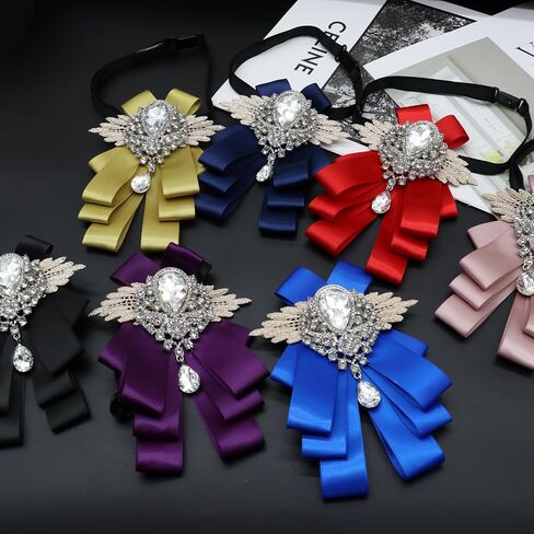 علاقات البوق المتألقة للرجال والنساء الكبير راينستون القوس التعادل الساتان الشريط bowtie لبدلة tuxedo حفلة المساء in Saudi Arabia