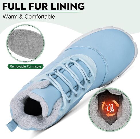 Hike Winter Footwear Barefoot Boots Mens Womens, Waterproof Winter Snow Boots, Warm Ankle Booties, Wide Toe Barefoot Hiking Boots, Non-Slip Zero Drop Sole Hiking Shoes, Size 10.5 Women/9 Men, Grey in Saudi Arabia