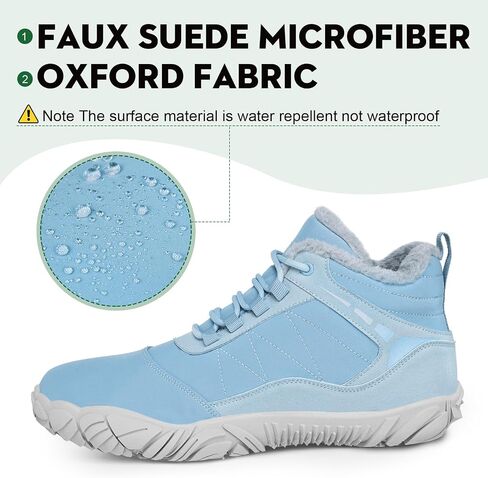 Hike Winter Footwear Barefoot Boots Mens Womens, Waterproof Winter Snow Boots, Warm Ankle Booties, Wide Toe Barefoot Hiking Boots, Non-Slip Zero Drop Sole Hiking Shoes, Size 10.5 Women/9 Men, Grey in Saudi Arabia