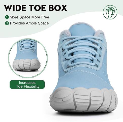 Hike Winter Footwear Barefoot Boots Mens Womens, Waterproof Winter Snow Boots, Warm Ankle Booties, Wide Toe Barefoot Hiking Boots, Non-Slip Zero Drop Sole Hiking Shoes, Size 10.5 Women/9 Men, Grey in Saudi Arabia