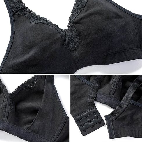 TELIMUSSTO Women's Plus Size Soft Cotton Lace Bra Full Coverage Wirefree Non-Padded in Kuwait