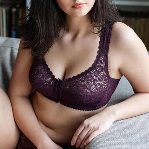 frugue Women's Front Closure Plus Size Mastectomy Wireless Bra in Saudi Arabia