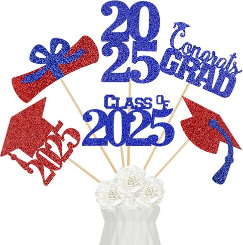 Blue and Silver 2024 Graduation Centerpiece Sticks Graduation Party Centerpieces for Tables 2024, Graduation Table Toppers 2024 Blue Class of 2024 Graduation Table Centerpieces Decorations - 24Pcs in Saudi Arabia