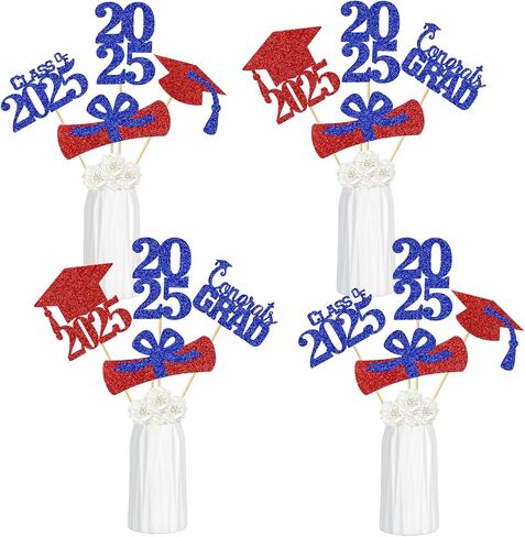 Blue and Silver 2024 Graduation Centerpiece Sticks Graduation Party Centerpieces for Tables 2024, Graduation Table Toppers 2024 Blue Class of 2024 Graduation Table Centerpieces Decorations - 24Pcs in Saudi Arabia