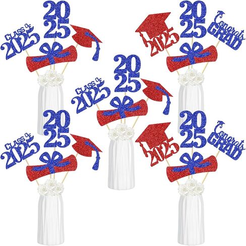 Blue and Silver 2024 Graduation Centerpiece Sticks Graduation Party Centerpieces for Tables 2024, Graduation Table Toppers 2024 Blue Class of 2024 Graduation Table Centerpieces Decorations - 24Pcs in Saudi Arabia