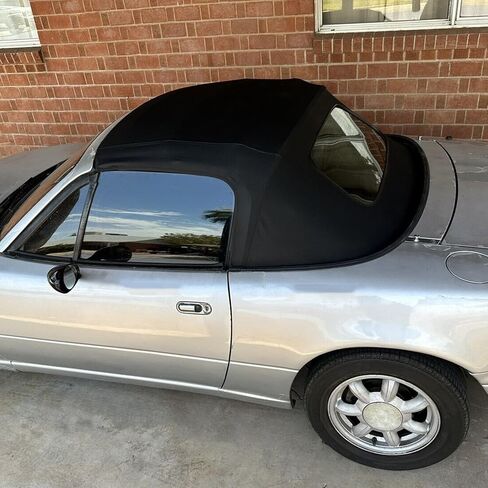 HECASA Convertible Soft Top Compatible with 1990-2005 Mazda Miata with Heated Glass Window, Replacement Soft Roof Black Cabrio Premium Grade Sailcloth Vinyl in Saudi Arabia