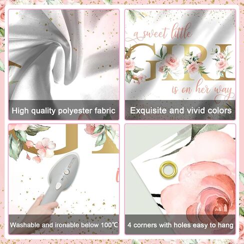 Avezano Girl Baby Shower Backdrop Pink Floral Sweet Baby Girl Baby Shower Banner A Sweet Little Girl is on Her Way Baby Shower Party Decorations Banner 70.8 x 43.3 Inch in Saudi Arabia