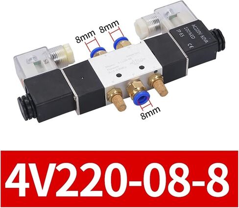4V220-08 5-way 2-position 1/4" air pneumatic solenoid valve DC12V DC24V AC110V AC220V with 4mm 6mm 8mm 10mm 12mm connector(No connector,DC12V) in Saudi Arabia