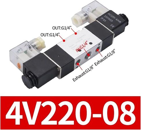 4V220-08 5-way 2-position 1/4" air pneumatic solenoid valve DC12V DC24V AC110V AC220V with 4mm 6mm 8mm 10mm 12mm connector(No connector,DC12V) in Saudi Arabia