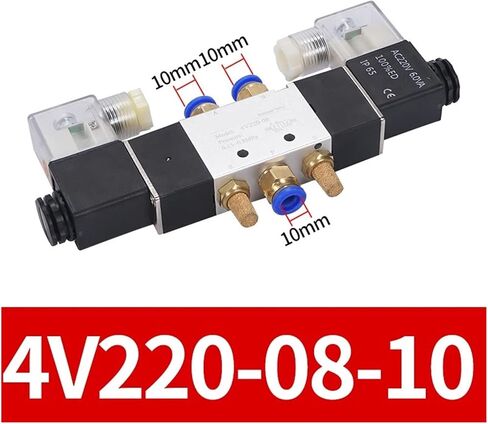 4V220-08 5-way 2-position 1/4" air pneumatic solenoid valve DC12V DC24V AC110V AC220V with 4mm 6mm 8mm 10mm 12mm connector(No connector,DC12V) in Saudi Arabia