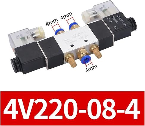 4V220-08 5-way 2-position 1/4" air pneumatic solenoid valve DC12V DC24V AC110V AC220V with 4mm 6mm 8mm 10mm 12mm connector(No connector,DC12V) in Saudi Arabia