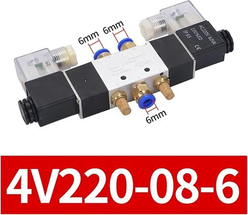 4V220-08 5-way 2-position 1/4" air pneumatic solenoid valve DC12V DC24V AC110V AC220V with 4mm 6mm 8mm 10mm 12mm connector(No connector,DC12V) in Saudi Arabia