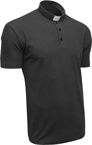 Scottish Thread Clerical Polo Shirt Short Sleeve in Black with Collar (X-Large) in Saudi Arabia