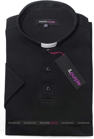 Scottish Thread Clerical Polo Shirt Short Sleeve in Black with Collar (X-Large) in Saudi Arabia