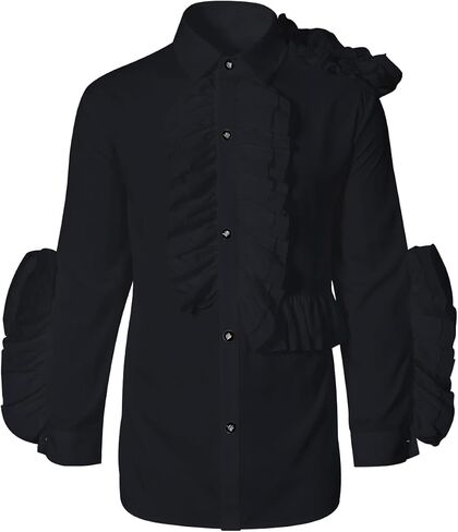 Elegant Men's Designer Ruffle Blouse Tuxedo Shirt - Perfect for Galas, Stage Performances, and Red Carpet Runways in Kuwait